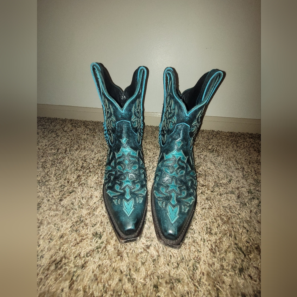BLACK STAR All Leather TERLINGUA WESTERN BOOTIES Boots Size 7.5